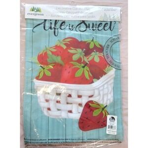 NEW Flag Trends By Carson "Life Is Sweet"‎ Strawberries  Garden Flag
